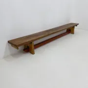 Banc d'école en bois massif vintage, années 1970