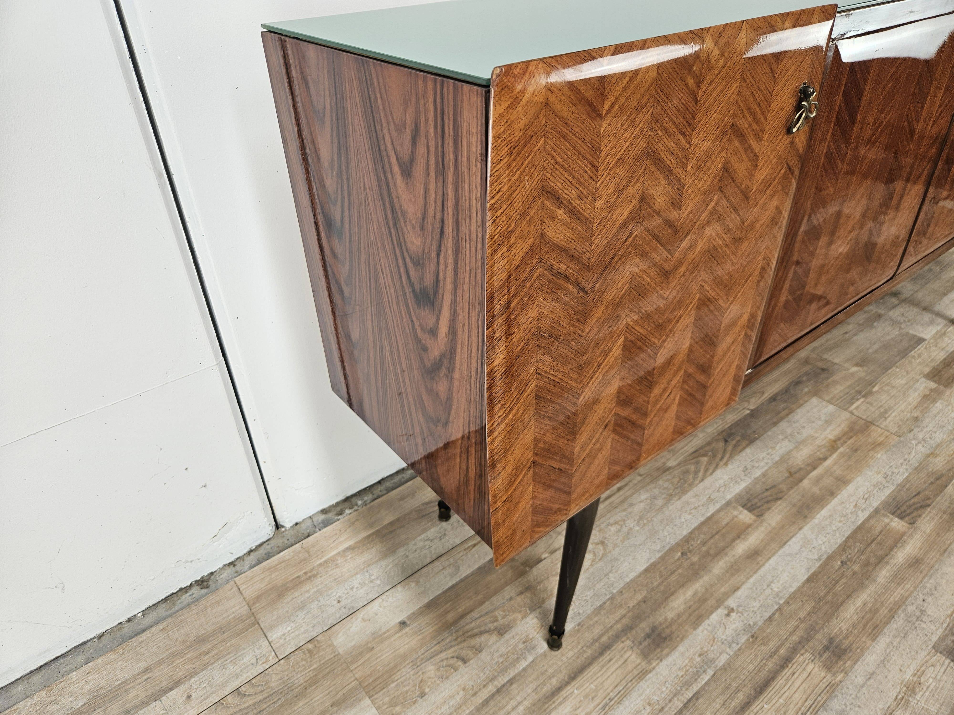 Enfilade en acajou avec plateau en verre