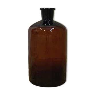 Ancienne bouteille d’apothicaire en verre ambré