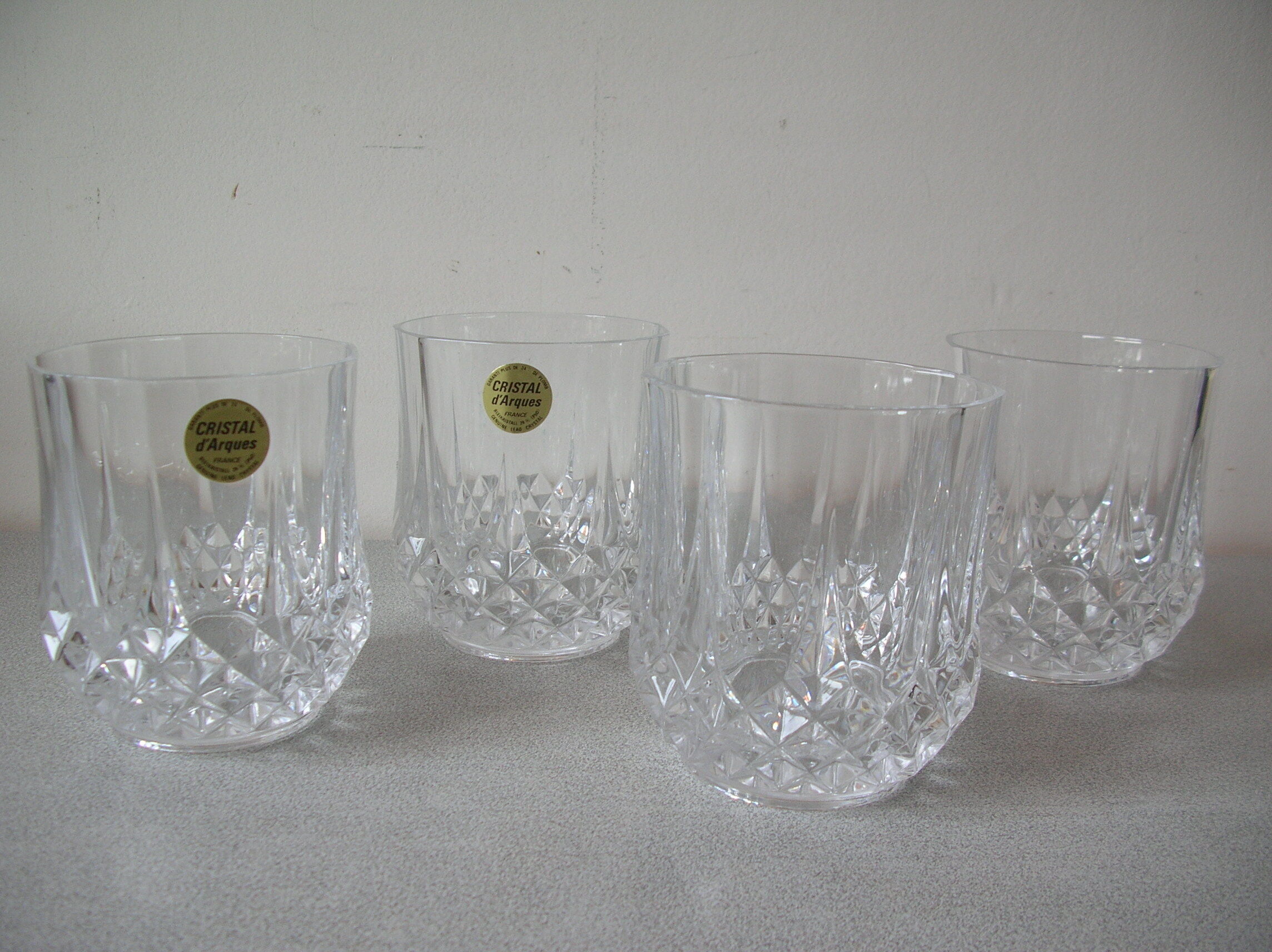 Set of 4 old whisky glasses in arques crystal model longchamp deco living room