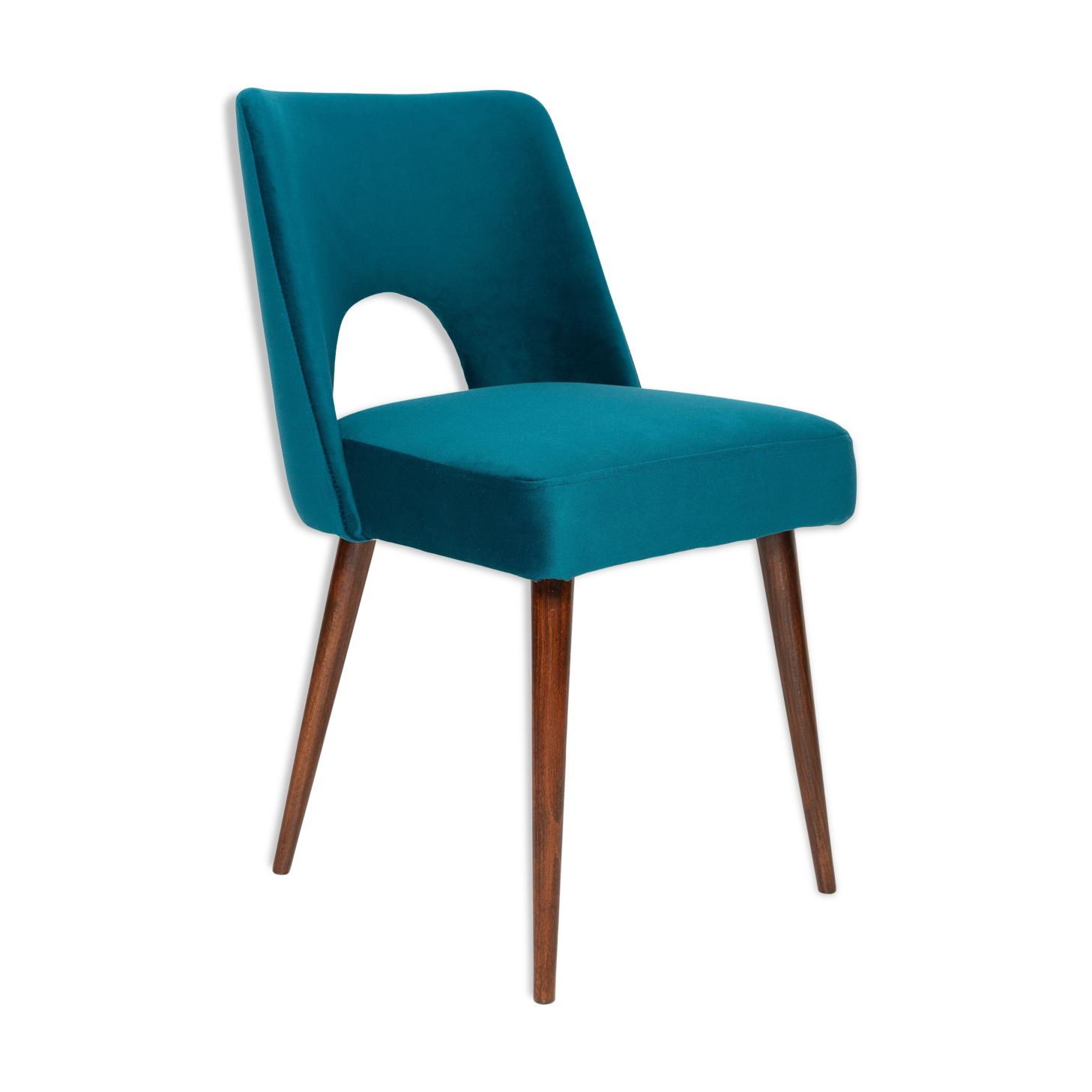 Chaise 'Shell' en Velours Vert Émeraude Milieu du Siècle, Europe, 1960s