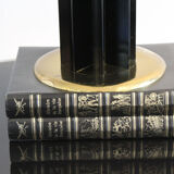 Floor lamp, Italy, 1970s, white glass ball, brass finishes, the star is in black lacquered i