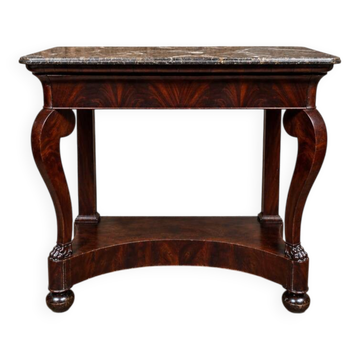 Restoration period console in mahogany – Marble top – 19th century