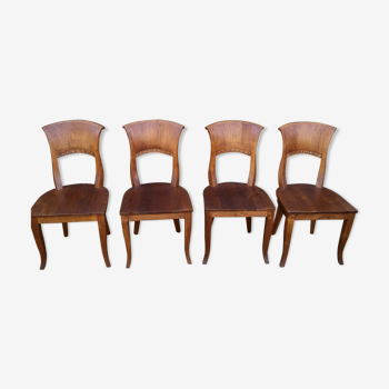 4 teak art deco style chairs