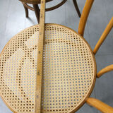 Vintage wide bentwood and cane chairs, set of 2