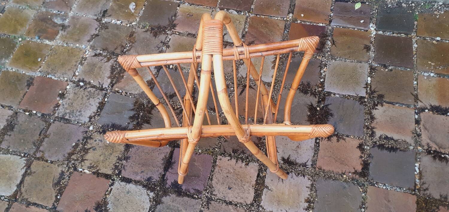 Vintage 1950s rattan magazine holder