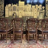 Set of 8 Italian Louis Philippe chairs from the Napoleon III period in leather
