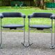 Set of 4 Space age chairs, chrome steel and buckle fabric