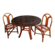 Table en rotin et verre fumé+ 2 chaises