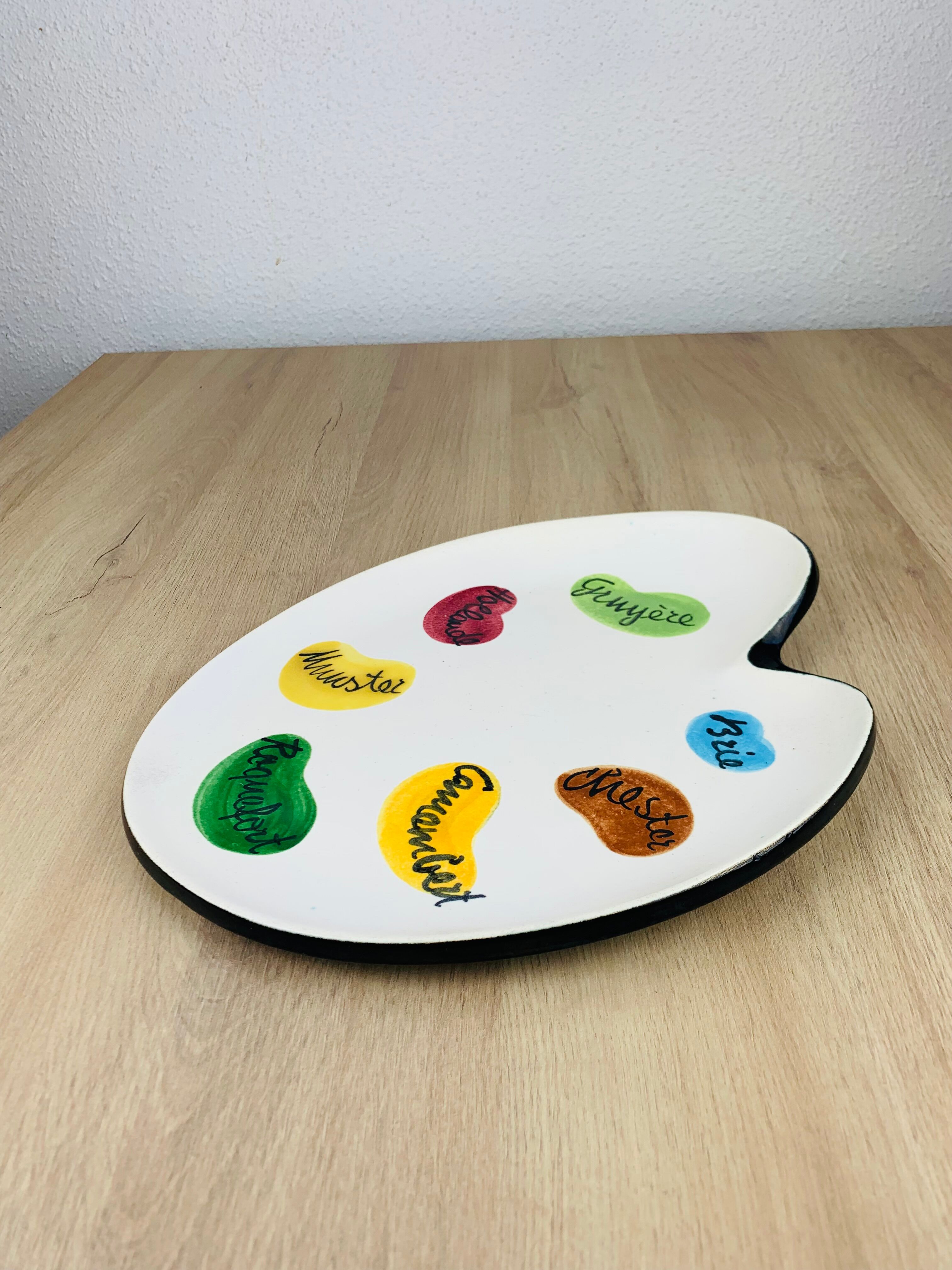 Ceramic cheese platter by Elchinger, 1950s, palette.