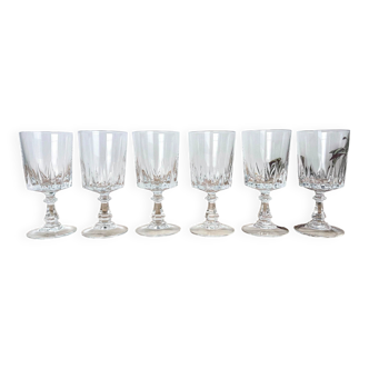 6 white wine glasses in Arques crystal, Louvre model.