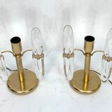 Postmodern pair of gilded metal and glass table lamps by Stilkronen. Italy 70s