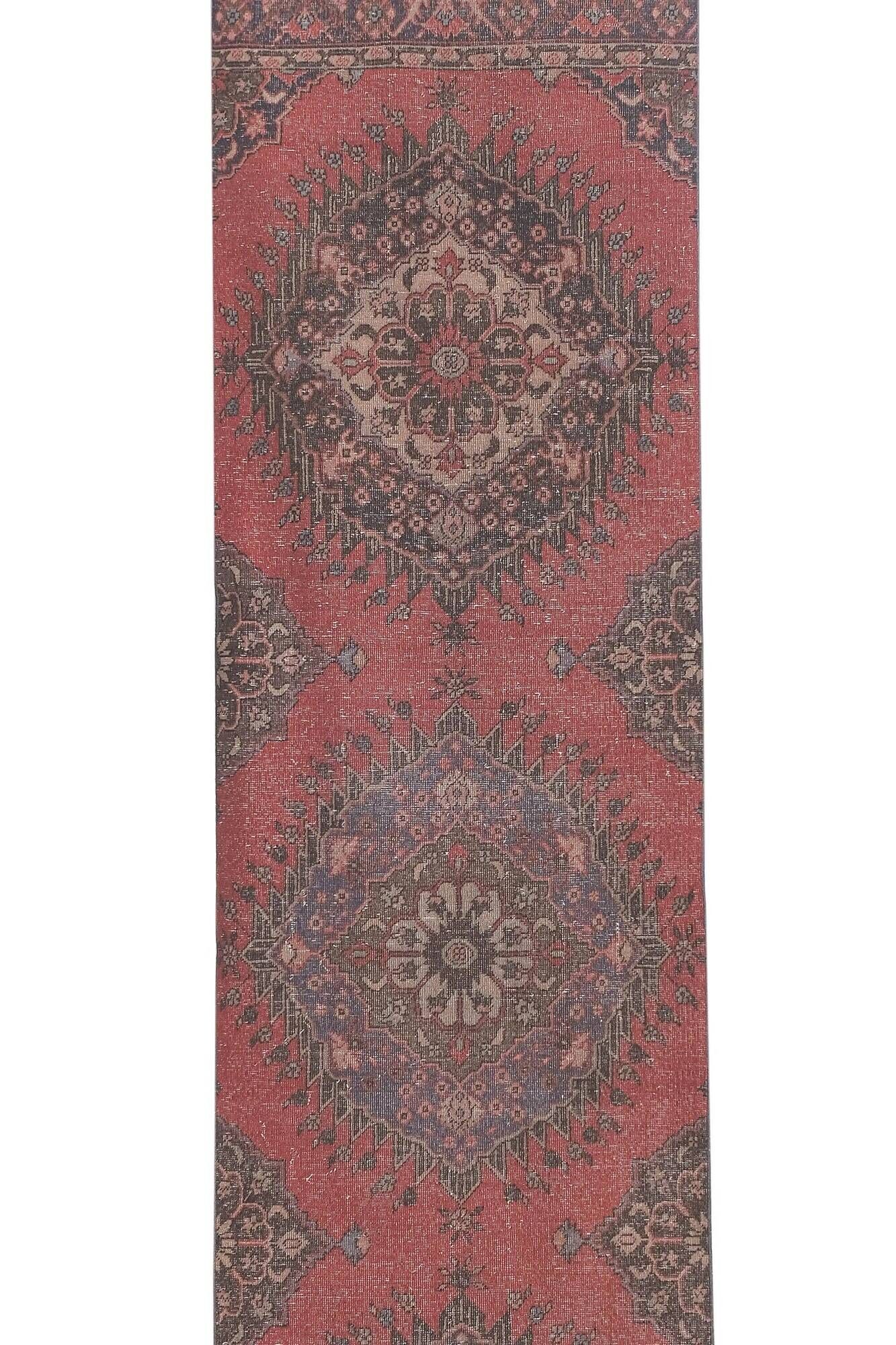 Vintage Turkish hallway rug 101x404 cm