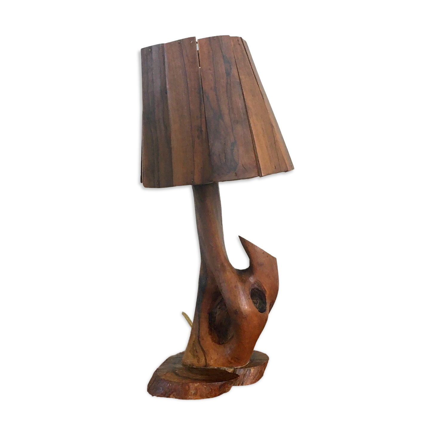 Vintage lamp in olive wood, 70s