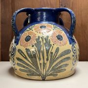 large glazed terracotta vase with 4 handles signed Léon Elchinger (1871-1942)