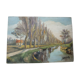 Peinture huile sur isorel signee J Lauga vue canal