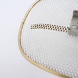 1950s wall lamp in perforated metal, brass and opaline