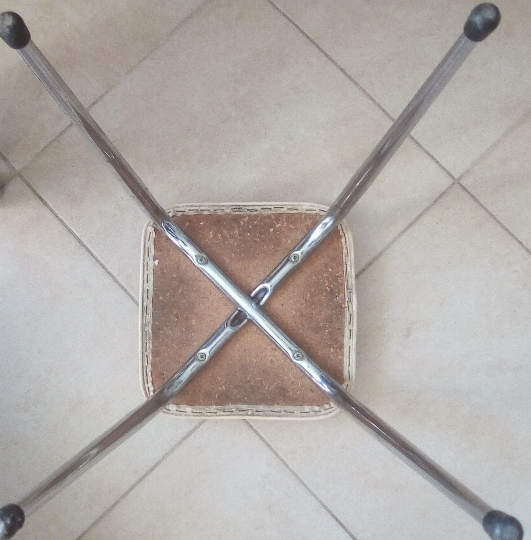 Vintage leather and chrome stool