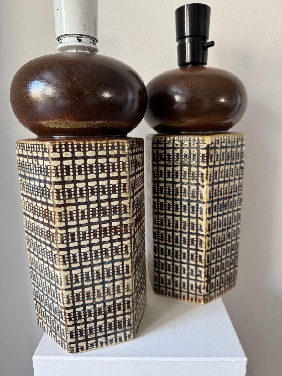 Lampes de table en grès par Haico Nitzsche pour Søholm, Danemark, années 1960, ensemble de 2.