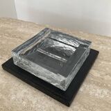 Empty ashtray vintage leather and glass pocket