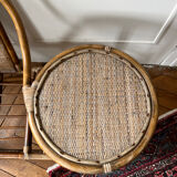 Rattan bench with round shelf