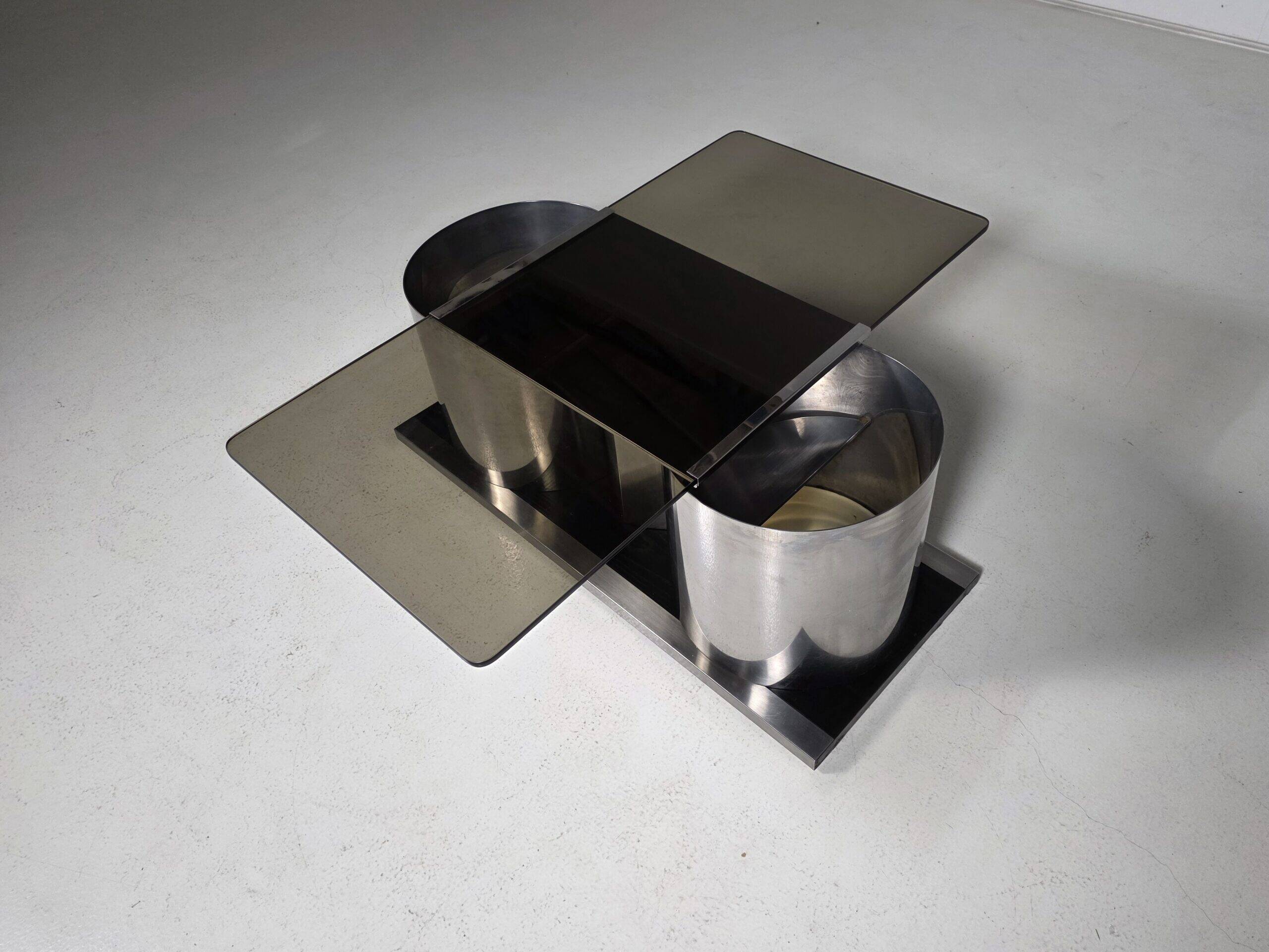 Table basse avec bar à sec dissimulé par Ludovico Acerbis pour Acerbis, Italie, 1970