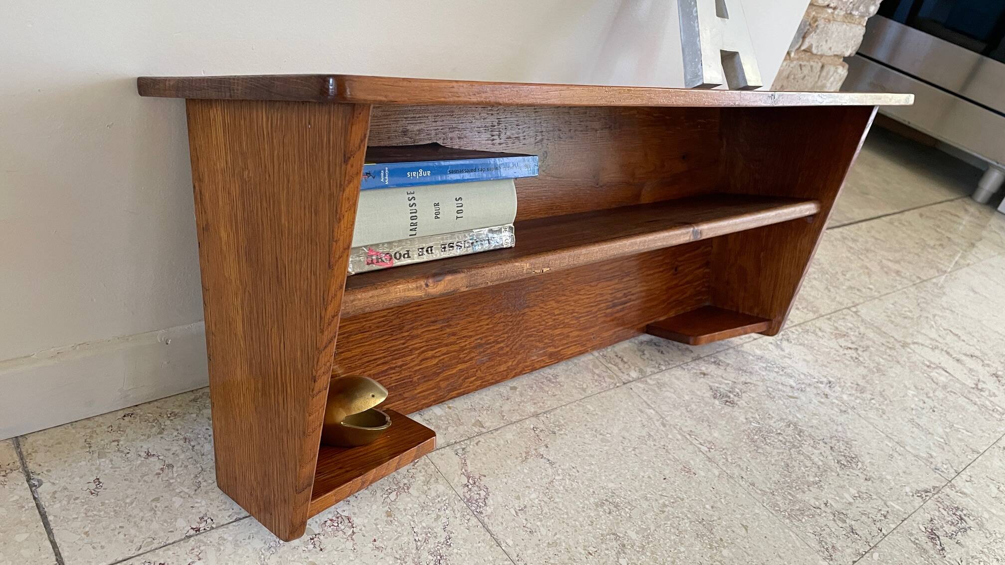 Geometric Wall Shelf Solid Oak Vintage