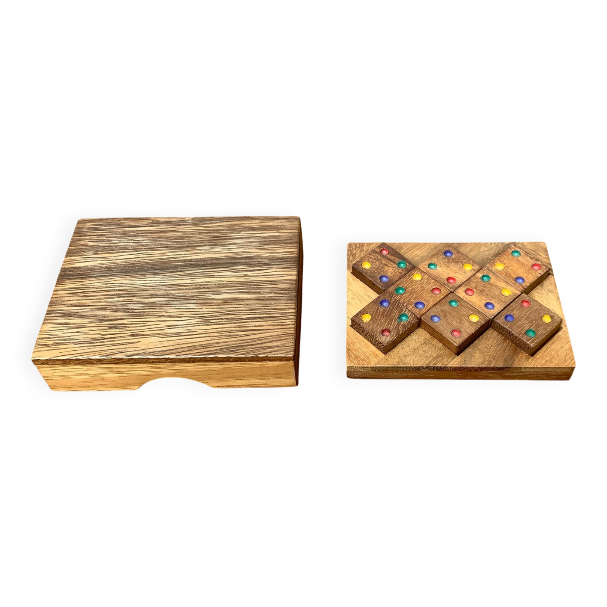 Mid-century Scandinavian teak dice game from the 1960s.