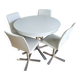 Extendable round table in white formica and 4 matching chairs by Roche Bobois.