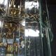 Brass chandelier and beveled glass, Italian manufacturing