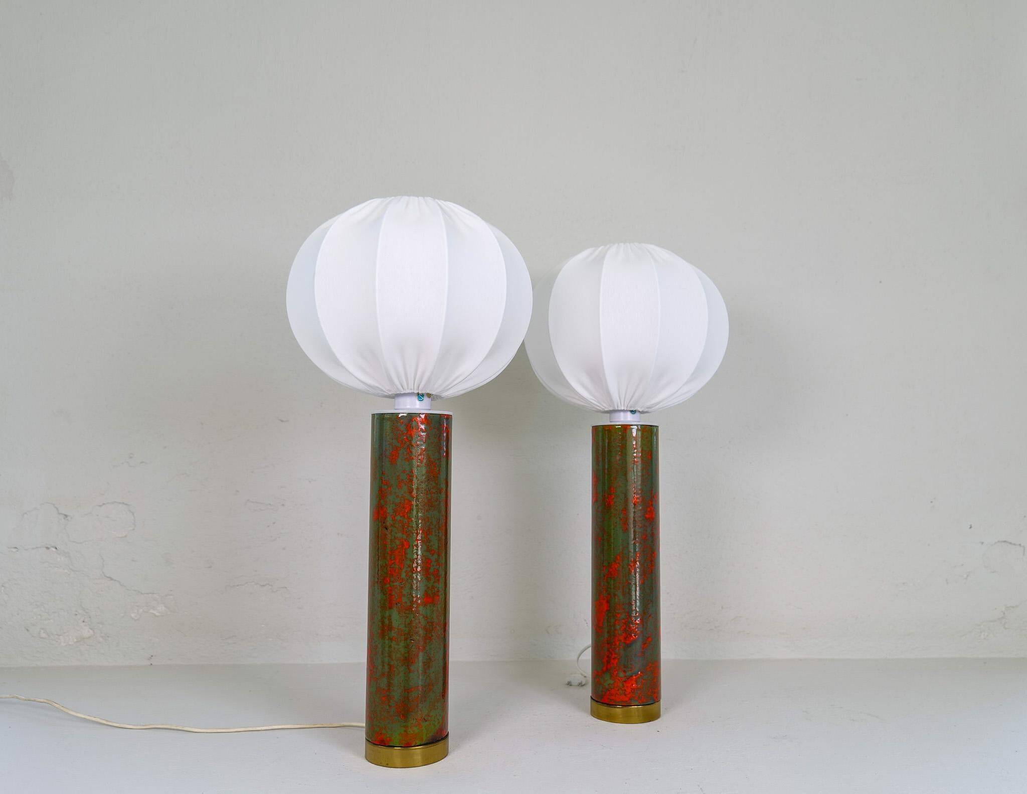 Rare and large ceramic table lamps from the mid-century, Sweden, 1960s.