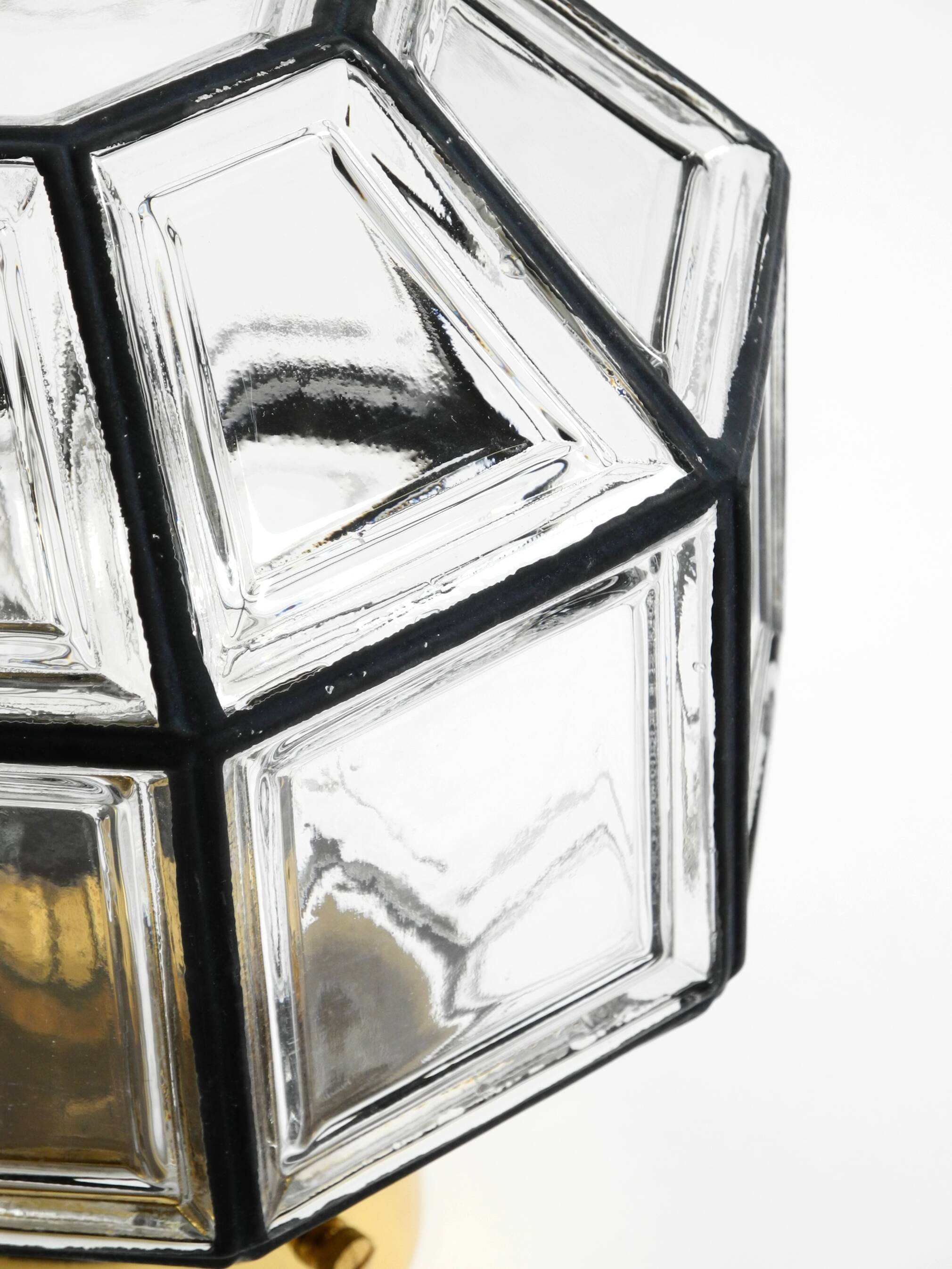 Beautiful 1970s Limburg glass ceiling lamp in octagon shape