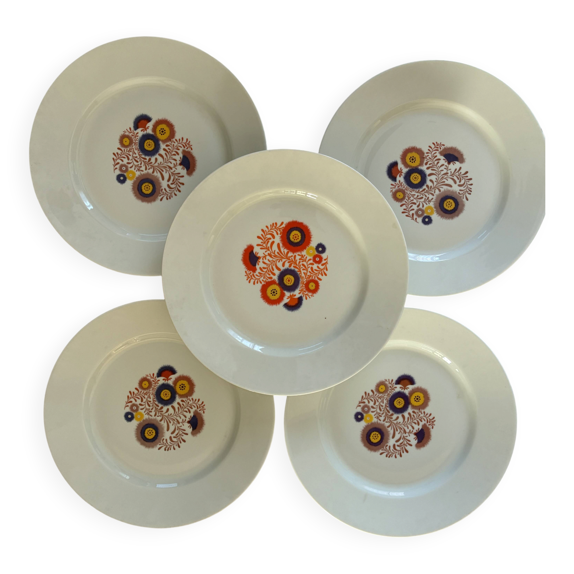Assiettes seventies en porcelaine de Limoges