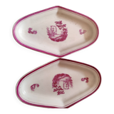 Lot de 2 raviers losanges  scènes bucoliques