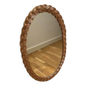 oval rattan mirror
