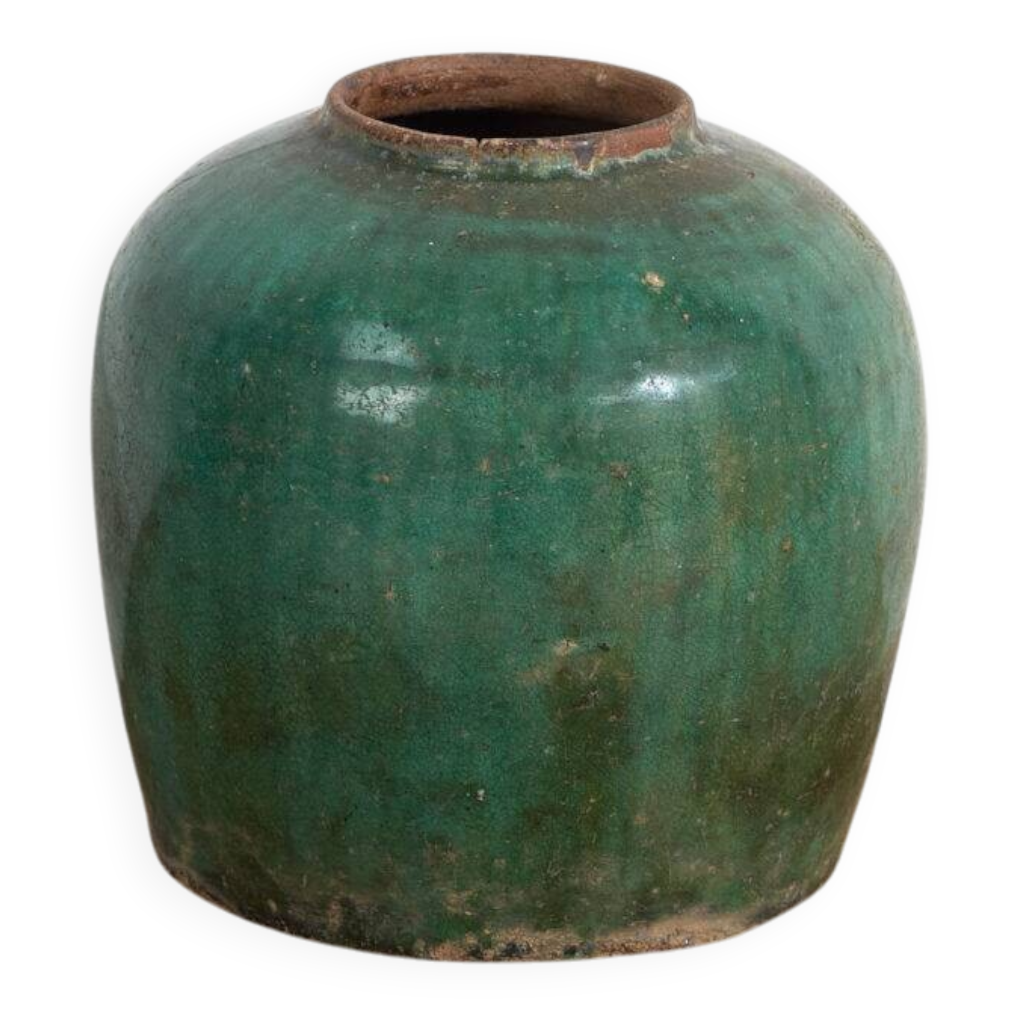 Antique emerald green enamelled vase (circa 1820) #36