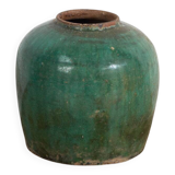 Antique emerald green enamelled vase (circa 1820) #36