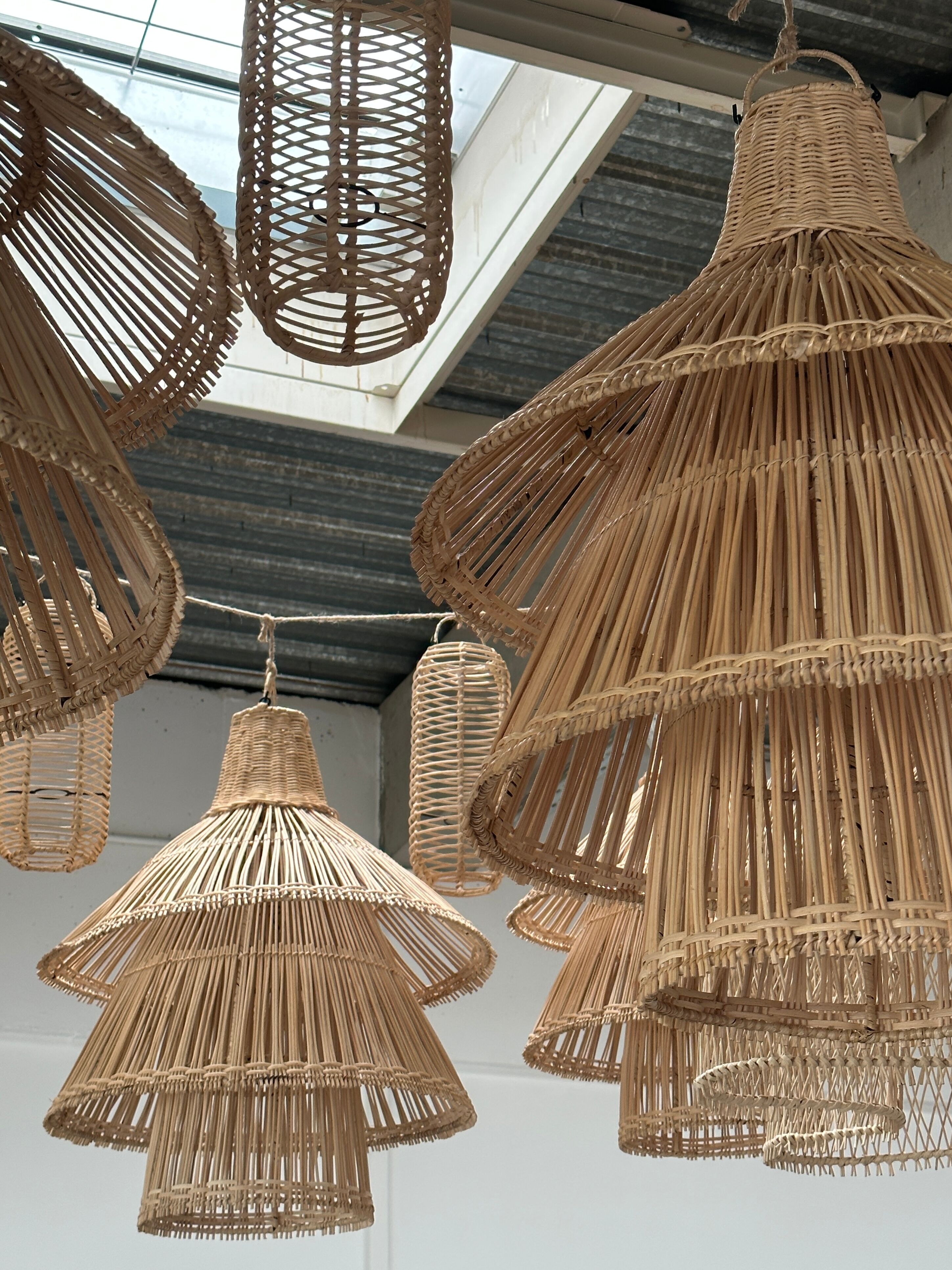 Rattan pendant lamp or light in the shape of an Asian lantern