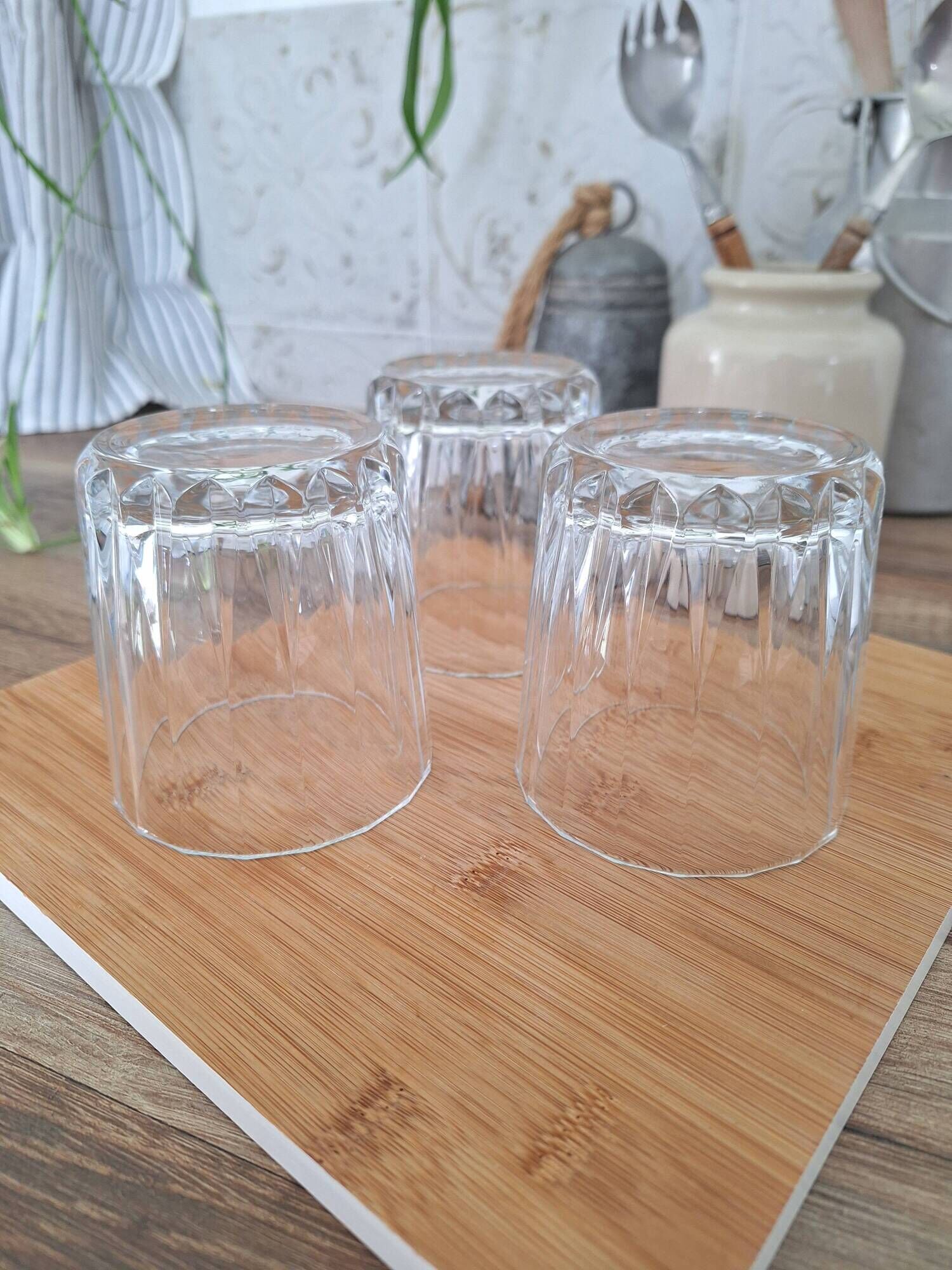 Verres à eau ou à whisky en verre ciselé