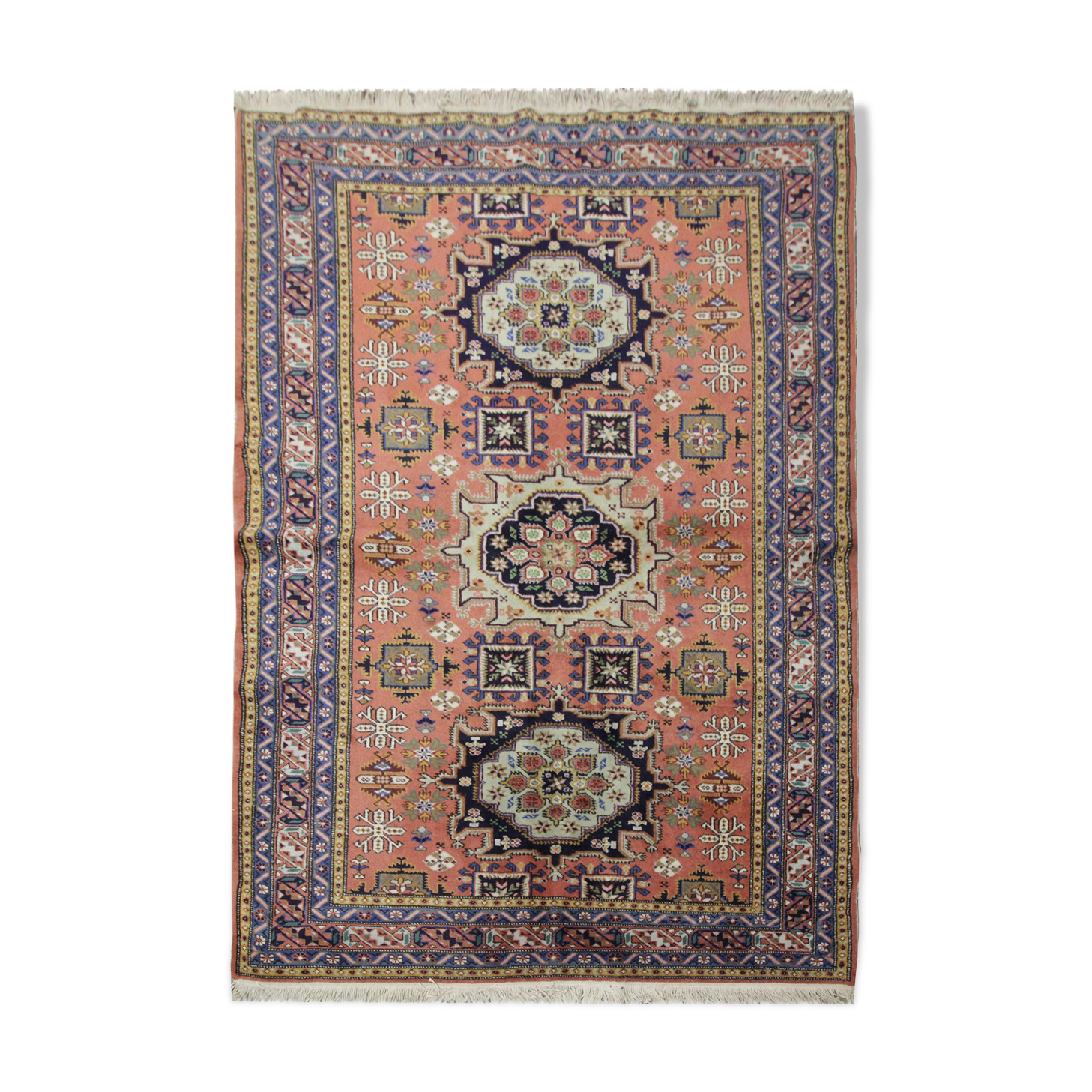 Vintage Orange Wool Azerbaijan Area Rug- 142x187cm