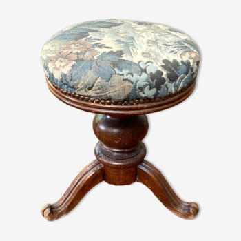 Piano stool in wood and tapestry