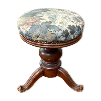 Piano stool in wood and tapestry