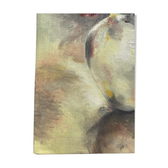 Table bouquet of flowers oil on cardboard