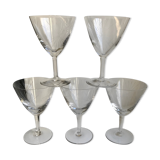 Set of 5 engraved wine glasses star model 50s