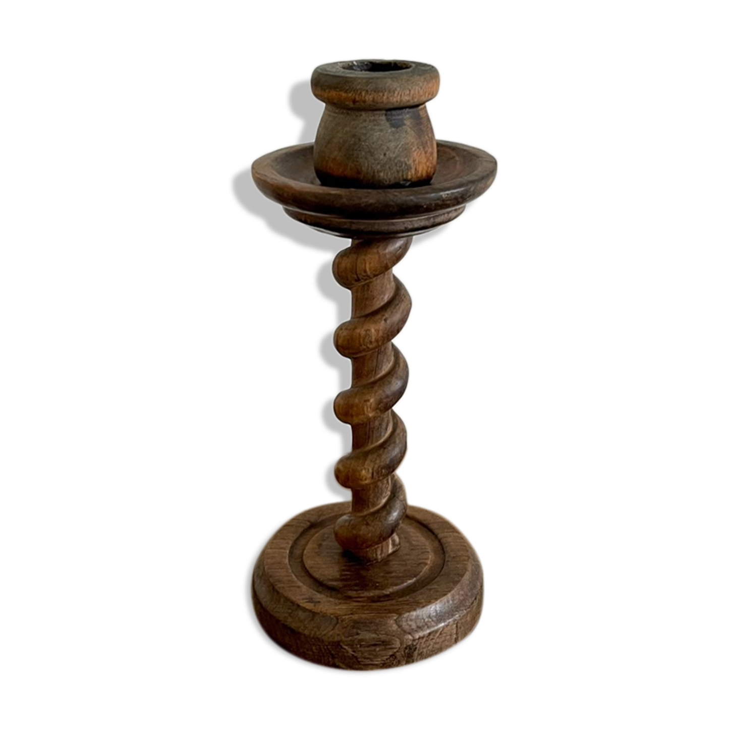 Twisted wooden candle holder