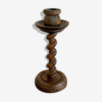 Twisted wooden candle holder