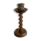 Twisted wooden candle holder