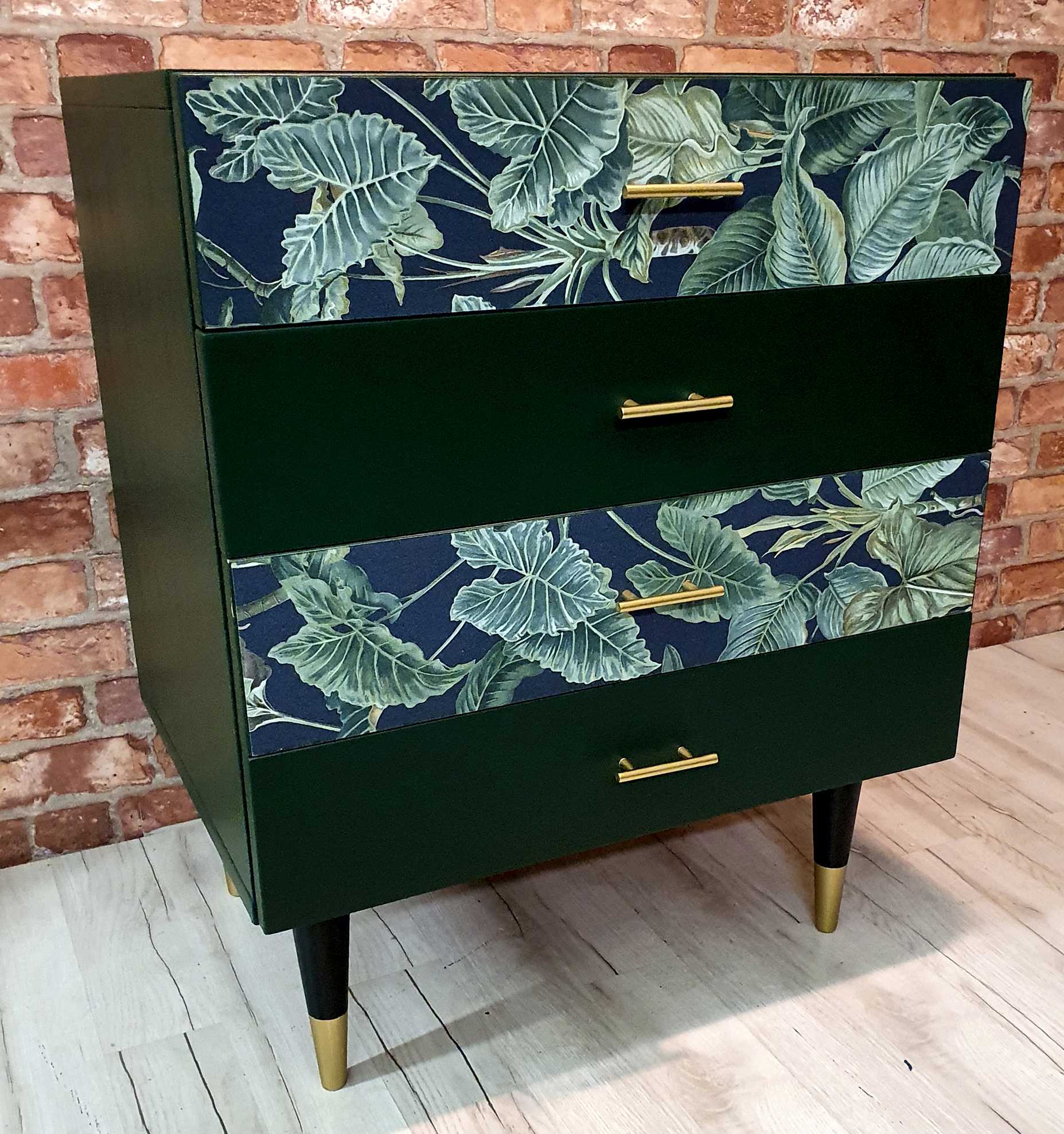 Renovated chest of drawers, green, Poland 1960s