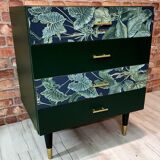 Renovated chest of drawers, green, Poland 1960s