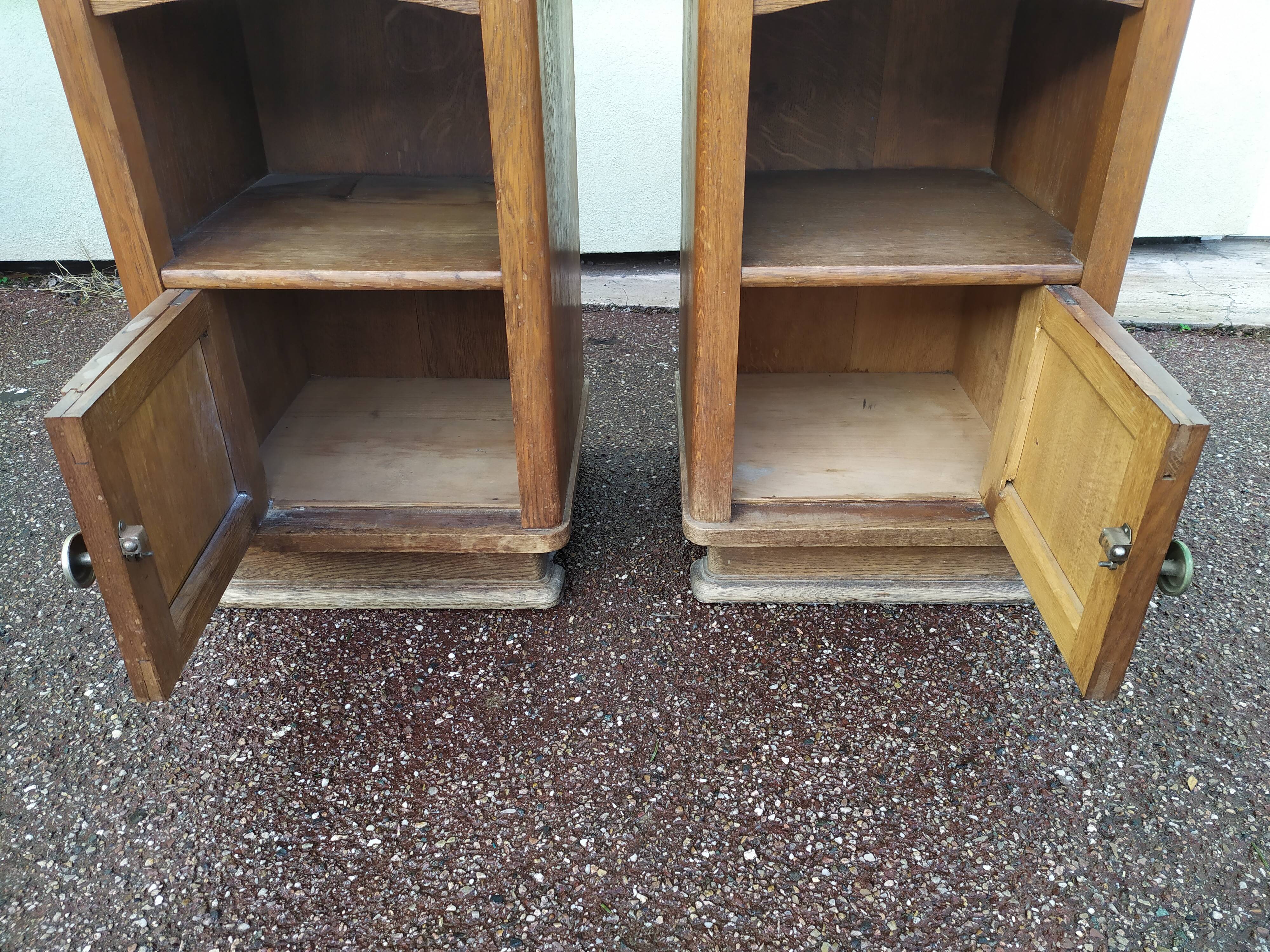 Set of 2 1950 Wood and Marble Bedside Tables